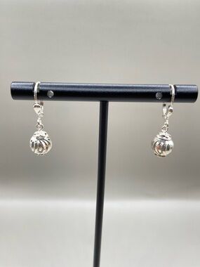 Milor Italy Sterling Silver Etched Ball Earrings